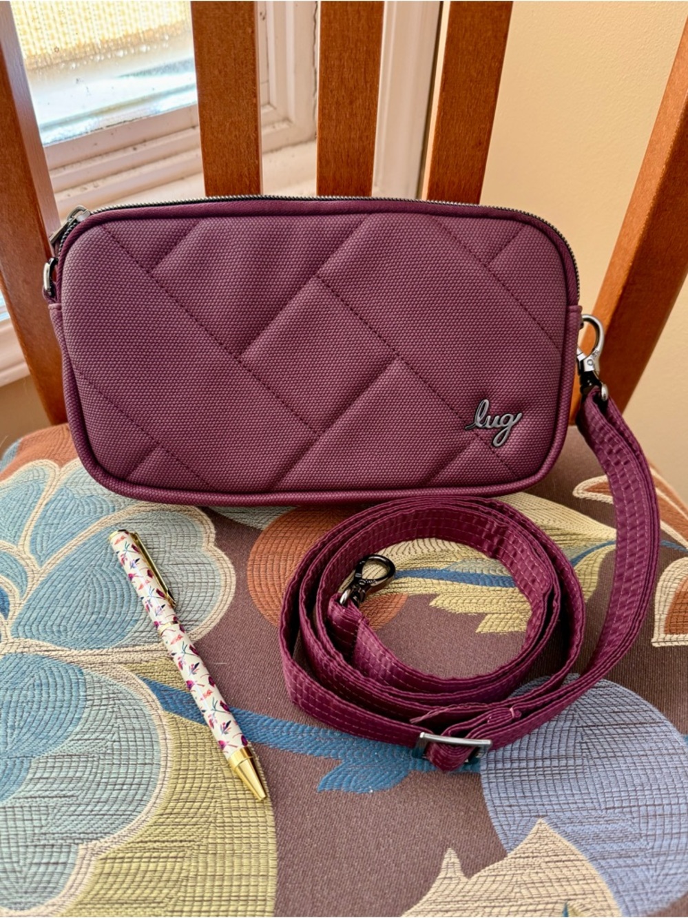 Lug Coupe XL convertible crossbody/belt bag in Matte Luxe Burgundy + free pen!